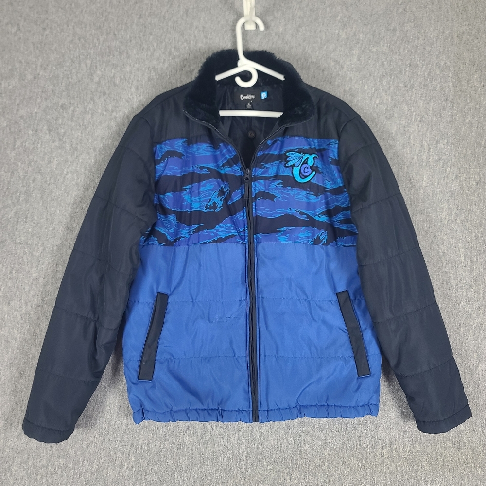 Cookies SF Mendicino Blue Camo Puffer Jacket Men's Med